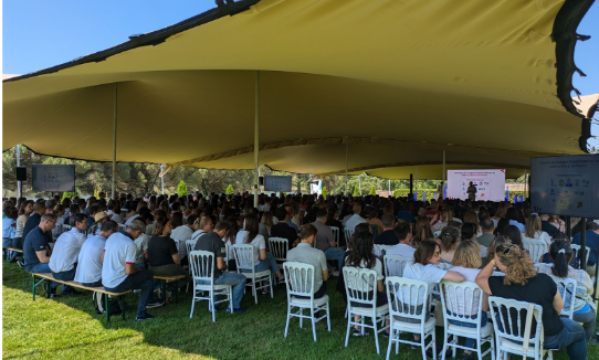 Groupe de participants lors d’un séminaire d’entreprise sur les terrasses du château de Lanniron